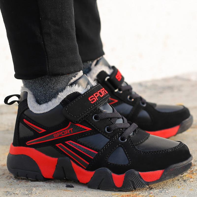 Winter Children's Fashion Velcro with Velvet Warm Outdoor Sports and Leisure Shoes Cotton Shoes Snow Boots 28-40