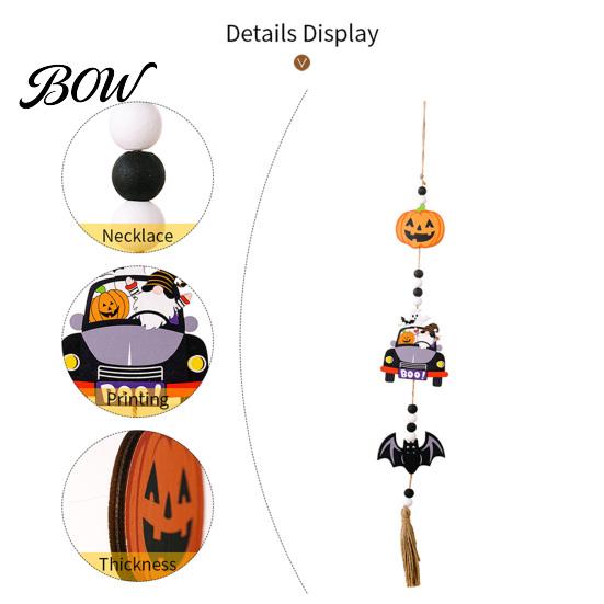Spooky Porch Sign for Home Halloween Beaded Hanging Sign, Witch Pumpkin Bat Pendant Garland Door Handle Decoration Door, Festive Party Decor