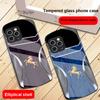 Деревянная текстура золотая лошадь Для iPhone 16 Pro Max 16e 15 Pro 14 13 12 Mini 11 XS Max XR 7 8 Plu SE 22 Эллиптический стеклянный чехол для телефона