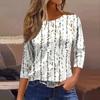 3/4 Length Sleeve Womens Tops Floral Print Vintage Fashion Casual Loose With Round Neck Plus Size Shirts