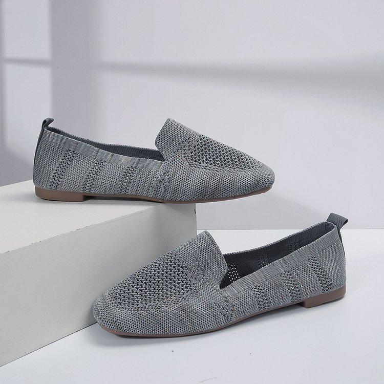 Большие размеры Lazy One Foot Stirrup Casual Shoes, квадратный носок, плоская подошва, ажурное переплетение, однотонные туфли