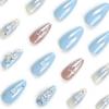 24 Pieces Blue Almond Nail Art Nail Piece Star Love Wear Nail Nail Nail Patch Nail Art Piece False Nail