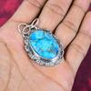 Голубой медный бирюзовый кулон ручной работы с драгоценными камнями, 925 пробы серебряный кулон, старинные ювелирные изделия, для подарка на помолвку