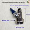 4-Way to 2-Way Tee Connector Water Purifier Valve with Switch, One-Piece Copper Alloy Ball Valve.