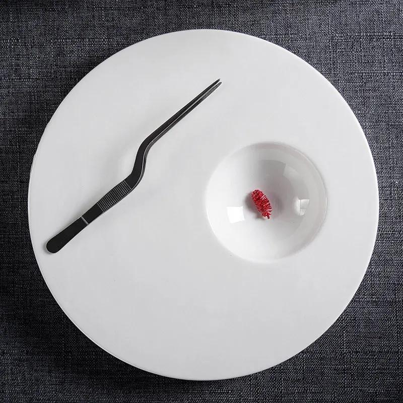 Ceramic Round Tableware Western Restaurant Molecular Gourmet High-end Plate Kitchen Fruit Salad Plate Tableware