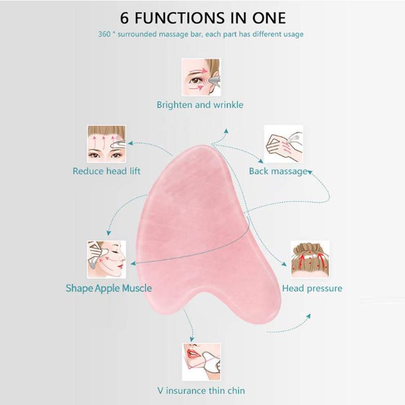 Скребок для гуаши из натурального камня, массажер для шеи, лифтинг лица, удаление морщин, красота и здоровье, розовые инструменты для гуаши для лица