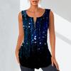 Women's Fashion V Neck Shirts Casual Tops T-shirt Ladies 3D Glowing Point Print Vest Plus Size Sleeveless Blouse Tank Tops