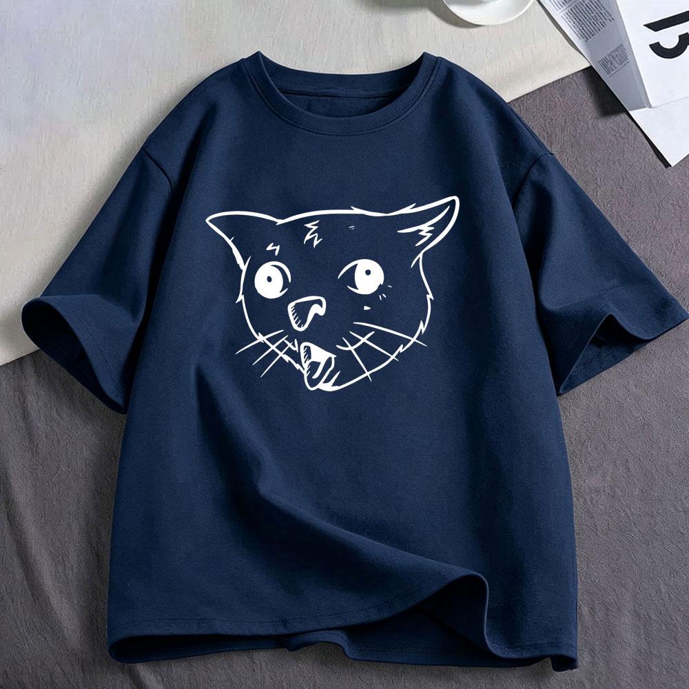 Кашляющий Кот Смешной Мем Графические Футболки Унисекс Унисекс Одежда Мода Хлопок Повседневные Большие Футболки с Коротким Рукавом Уличная Мода