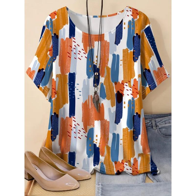 Women's Summer Loose Trendy Retro 3D Printed T-shirt Plus Size Xl-7xl