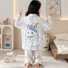 Girls Cotton Pajama Set Long Sleeve Hooded Cardigan Sleepwear Kids 8 Home Wear