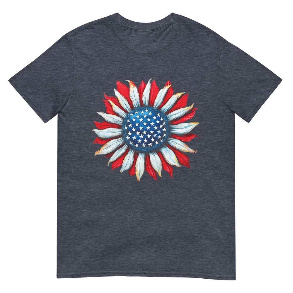 Sunflower American Flag 4th Of July Unisex Unisex Merica Usa Tshirt