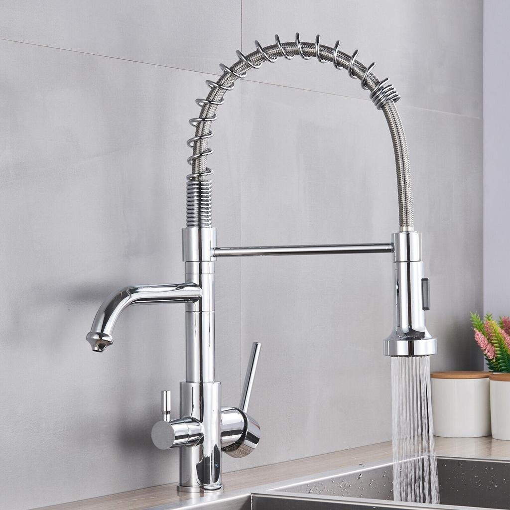 3 в 1 фильтр для очистки воды, смеситель для кухонной раковины, опускной распылитель, 2 крана с ручкой