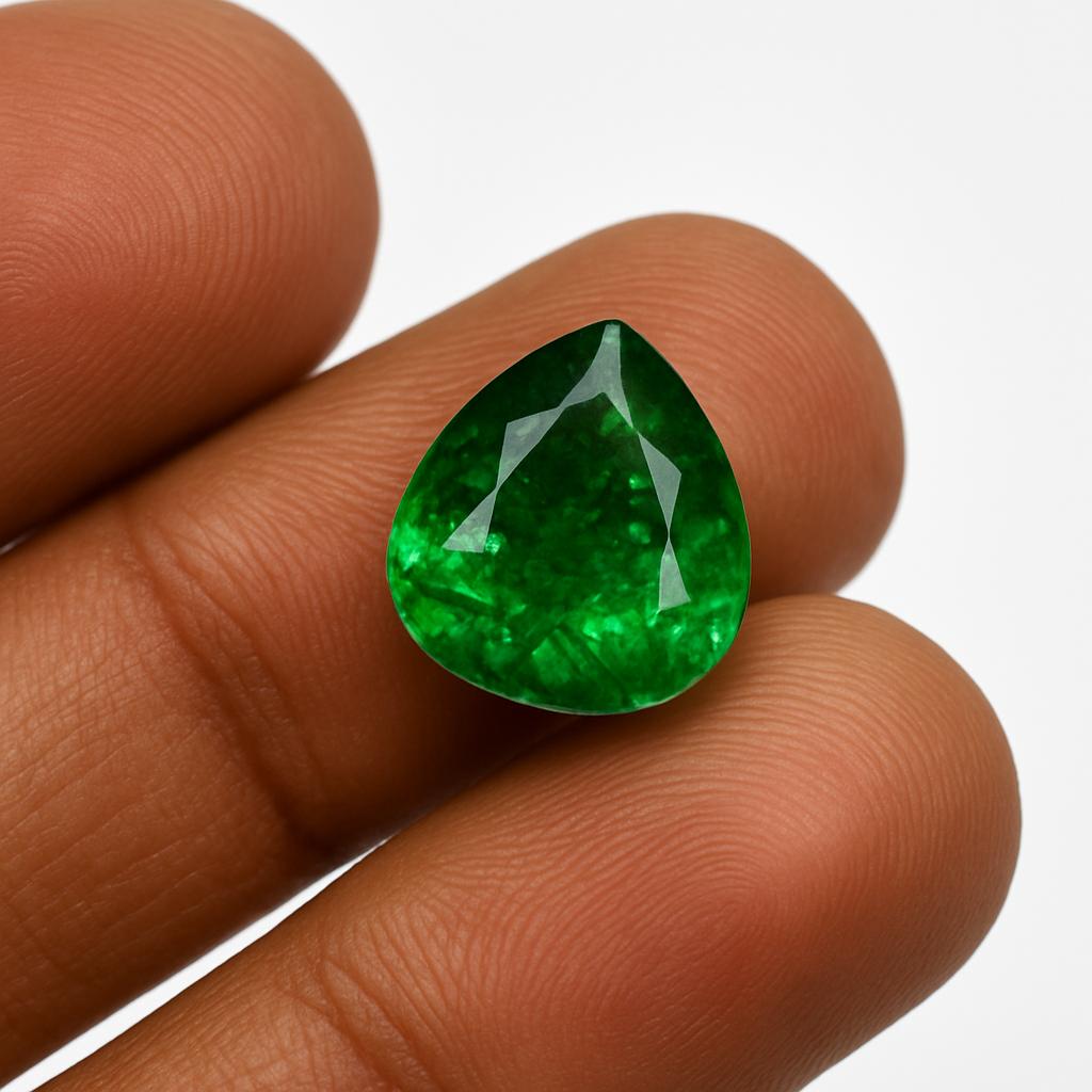 Natural Green Emerald Loose Gemstone 13x12 mm Pear Cut 7.00 ct for Jewelry Making and Crafts