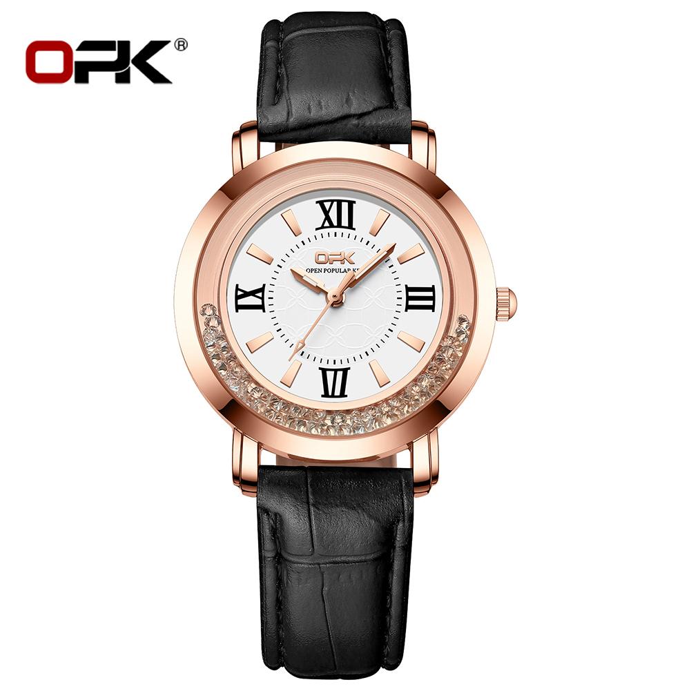 OPK Brand Waterproof Three-Pin Real Nail Scale Ladies Quartz Watch 8611