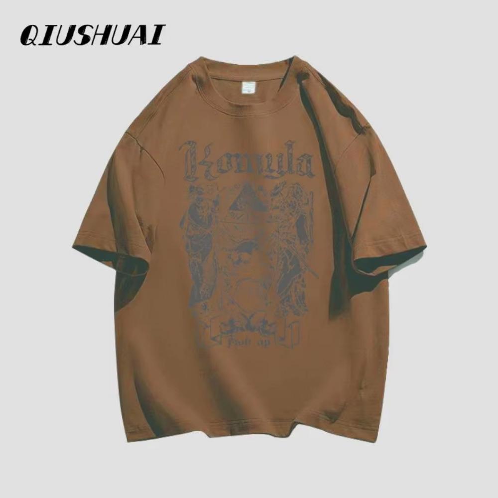 Футболка в американском стиле Харадзюку из чистого хлопка, с коротким рукавом, мужская, летняя, новая модная, уличный стиль, с ретро-принтом, свободного кроя