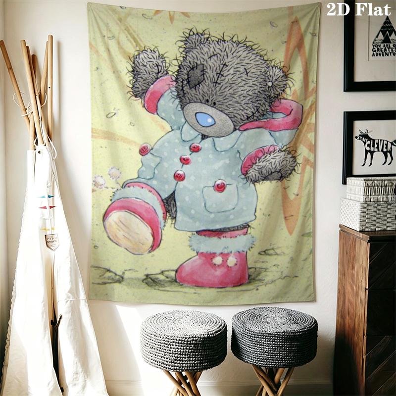 Tatty Teddy Wall Tapestry Aesthetic Wall Hanging Printed Fabric Blanket Decorative Tapestries for Bedroom Living Room Home Decor