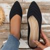 Pointed-toe Shallow Single Shoes Spring Breathable Flat Shoes Women's Large-sized Knitted Bean-shaped Shoes