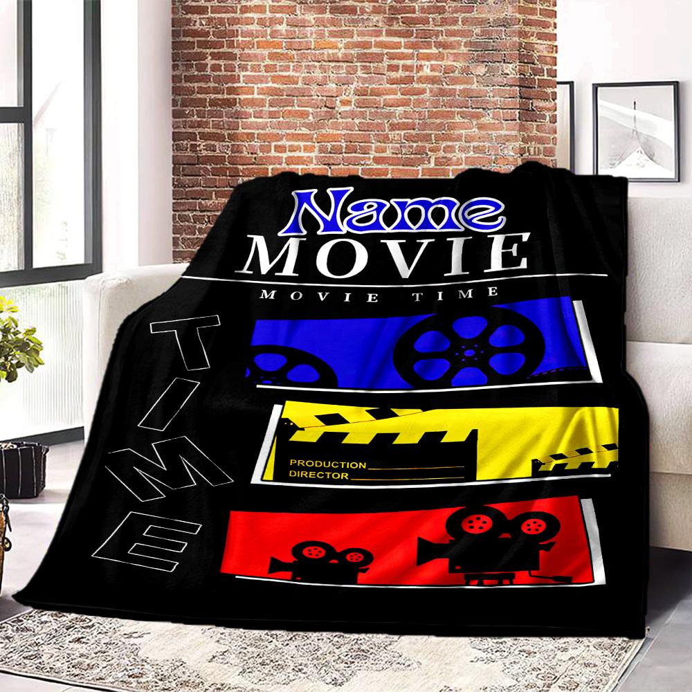 Movie Theme Home Customize Your Name Blankets Comfortable Soft Lightweight Multiseasonal Blanket For Picnics Sofas Offices Beds Living Rooms Perfect
