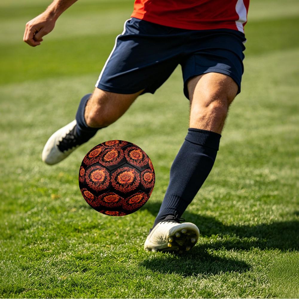 1pc Rose Tattoo Theme Soccer Ball Football, Size 5, Lightweight PVC, Outdoor Training Soccer Ball,Gift c6572