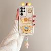 KEYSION Милый чехол с 3D-мультяшным изображением уха для Samsung S25 Ultra 5G с браслетом, силиконовый противоударный чехол для телефона Galaxy S24 S23 Ultra