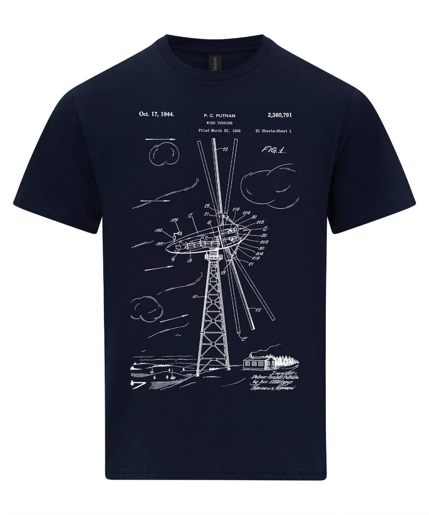 Wind Turbine Patent Blueprint renewable energy T-Shirt