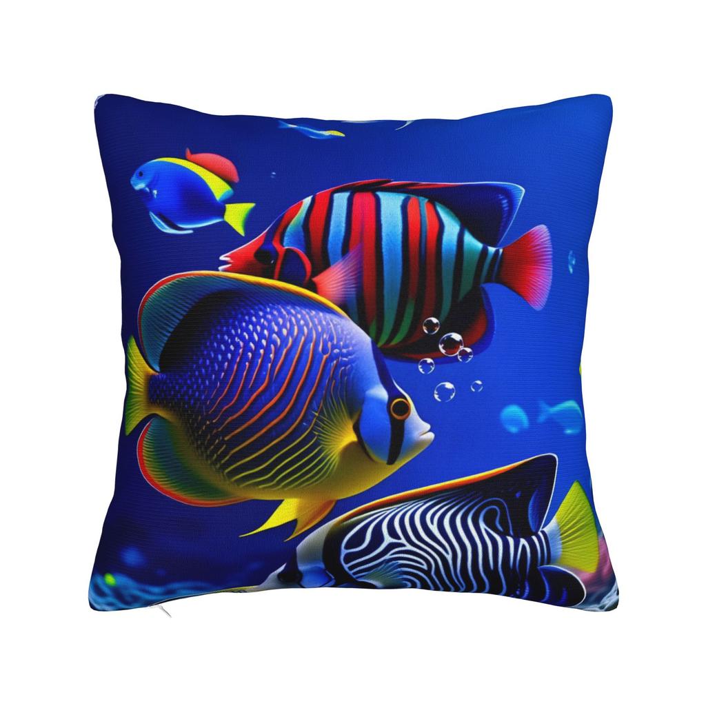 Pillow Cover Beautiful Underwater World Colorful Fish Cute Funny Pillow Case For Sofa Home Decoration Pillowcases