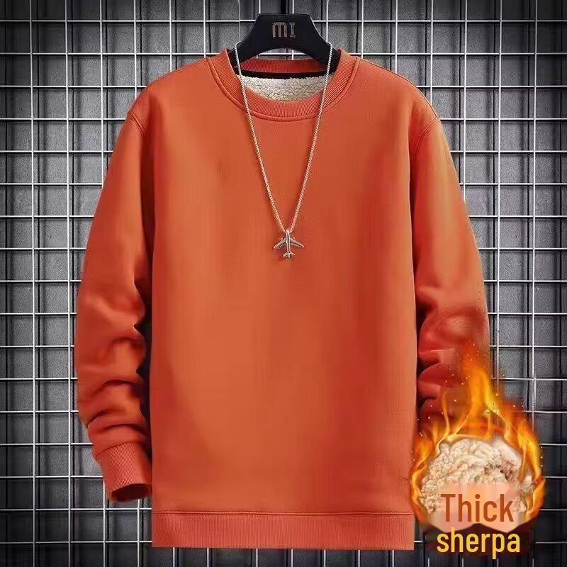 Мужской зимний бархатный свитер из овчины с круглым вырезом - плотная, красивая и свободная куртка с длинными рукавами