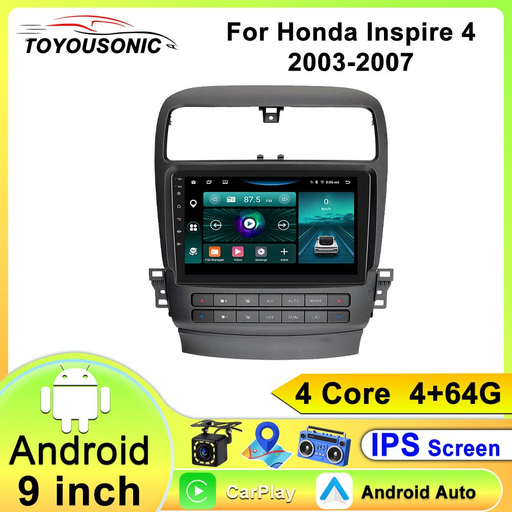 Автомагнитола Toyousonic для Honda Inspire 4 2003-2007 с GPS-навигацией, встроенным DSP, Carplay, автомагнитолой и Android-подключением.