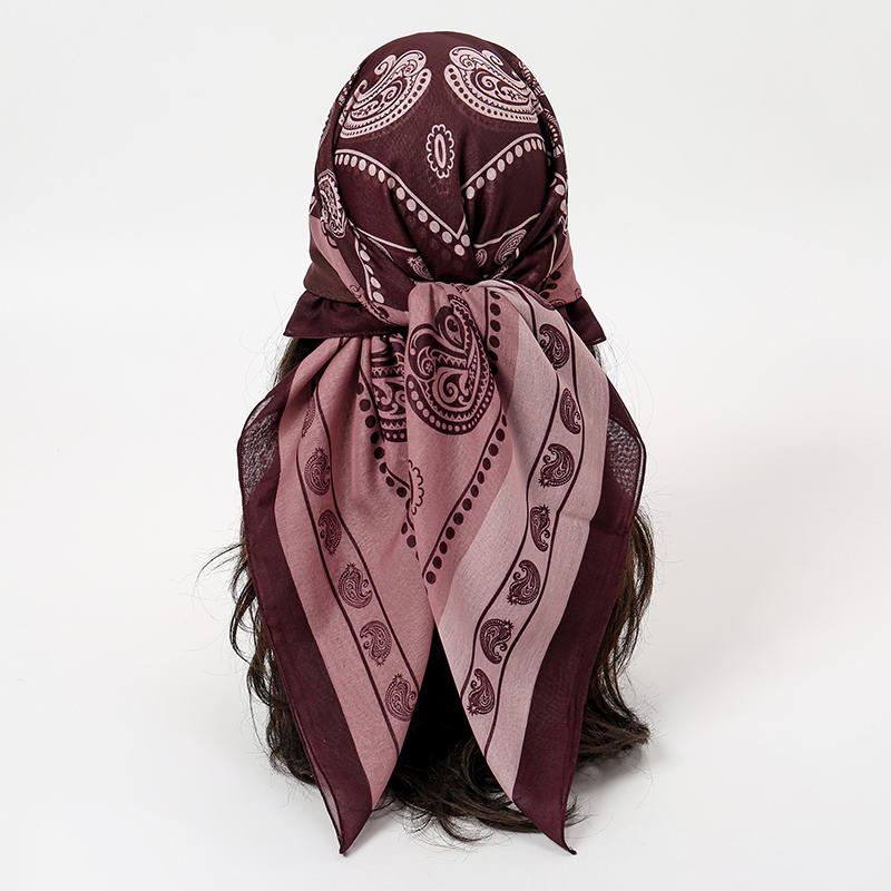 Luxury 90x90cm Square Scarf for Women Silk Feeling Shawl Satin Hijab Fashion Wraps Hair Bands Ribbon Headband Female Bandana