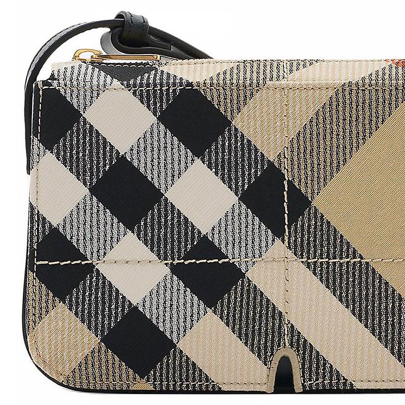 Burberry Винтажная клетчатая черная кожаная сумка через плечо с золотой фурнитурой для повседневного использования