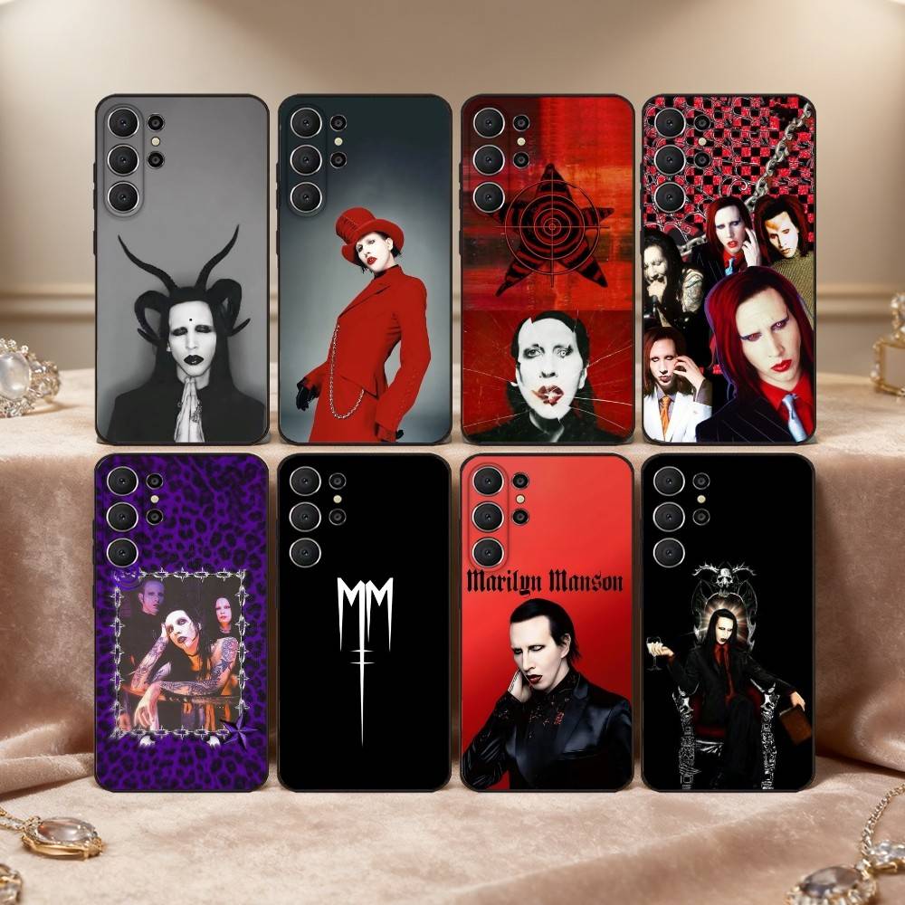 Чехол для телефона M-Manson M-MarilynS Singer для Samsung S26,S25,24,23,22,30,21,10,9,Ultra,Plus,Lite, Черный Мягкий Чехол