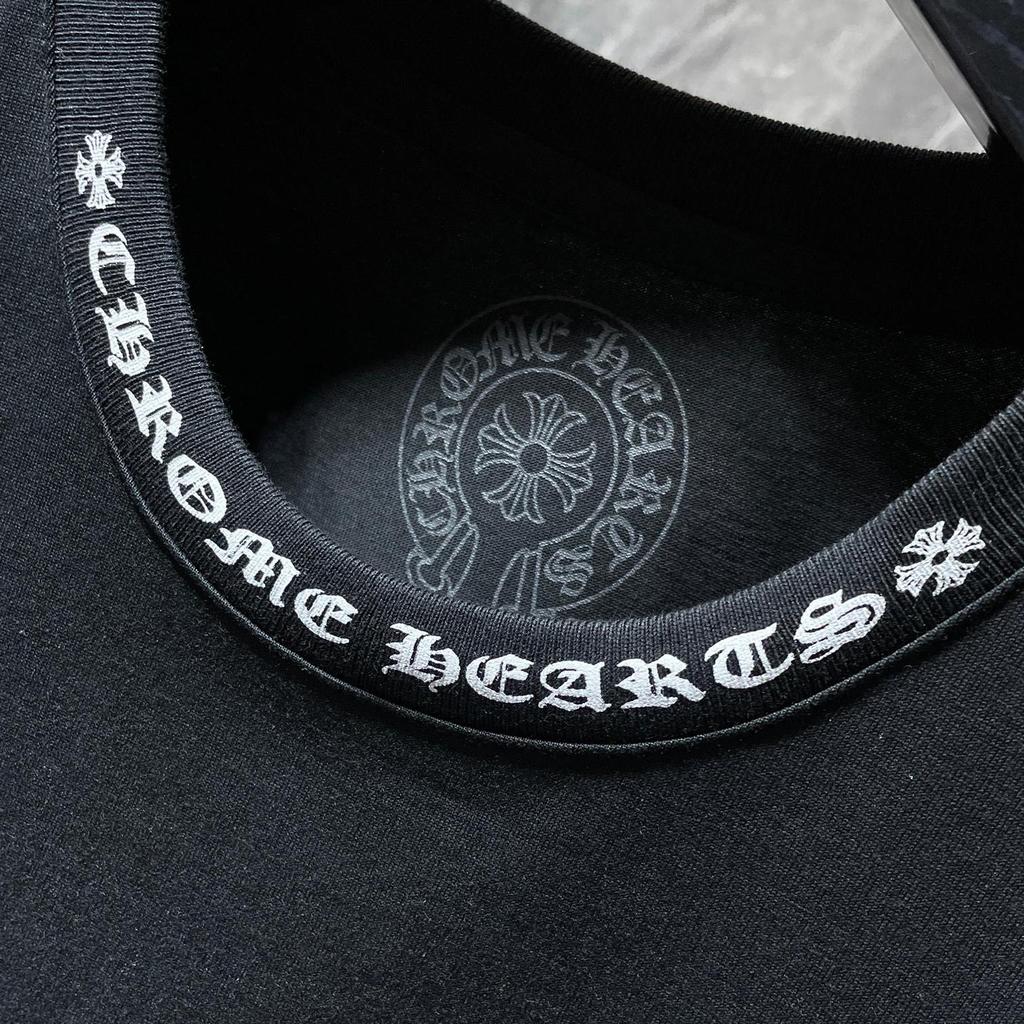 8010 CHROME HEARTS Лето 2026 Новая Высококачественная Хлопковая Круглый Вырез Свободная Большого Размера Мужская и Женская Футболка Футболка для Пары