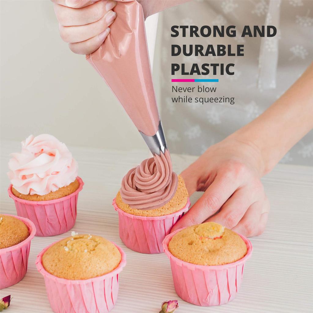 Pack of 100 Cake Baking Piping Bags Durable Cake Decorating Bags Clear Cake Decorating Supplies PE Material for Baking