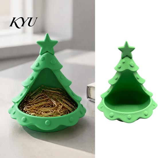 Holiday Home Table Decor 3D Printed Christmas Tree Ornament, Desktop Storage Organizer for Candies Nuts Keys, Xmas Ornament Gift Decorative
