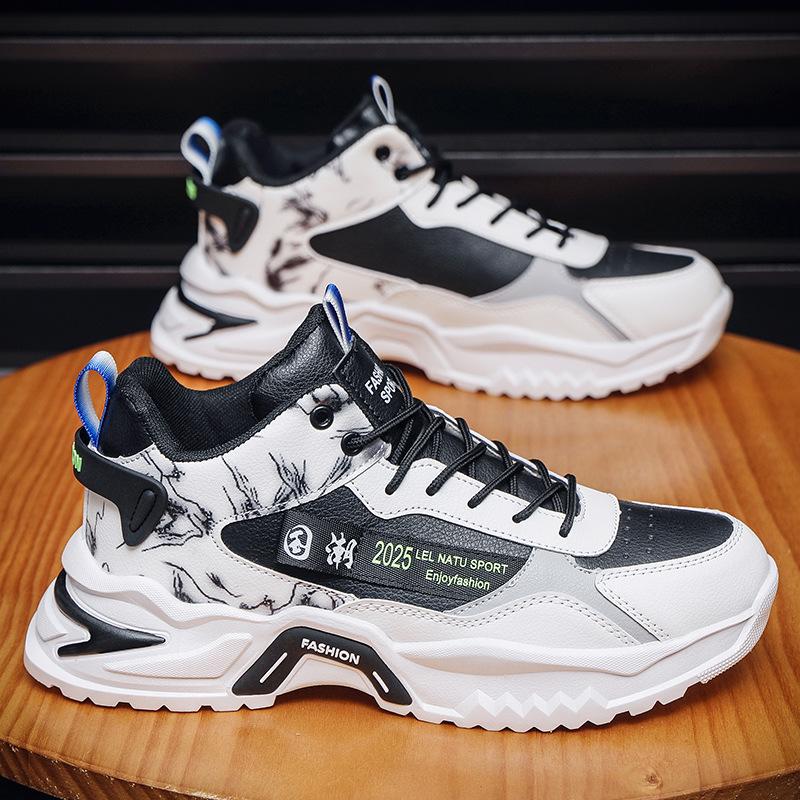 Мужская обувь осень новая толстая подошва нескользящая износостойкая увеличивающая рост папины кроссовки мужская модная повседневная универсальная спортивная трендовая обувь