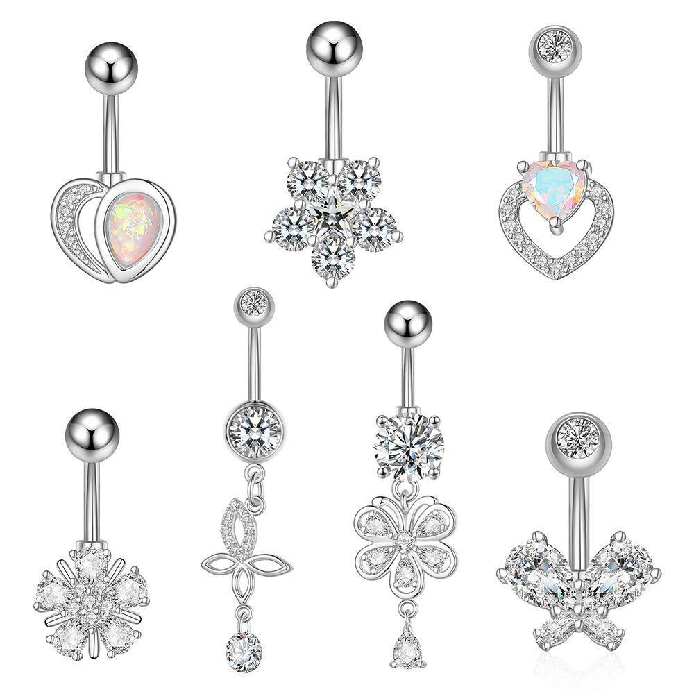 Butterfly Belly Piercings Curved Zircon Navel Ring Vintage Body Piercing Jewelry Women