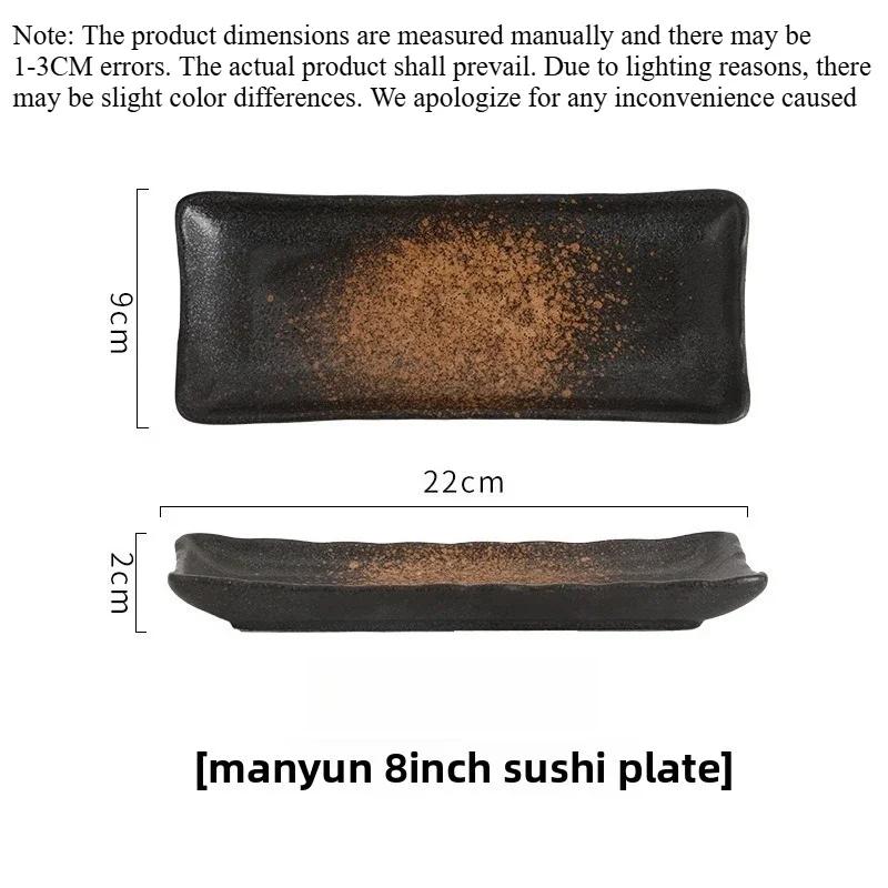 Underglaze Sushi Plates 8 InchSquare Dishes Healthy Microwave-Safe & Easy-Clean Tableware for for Japanese Cuisine and Dessert