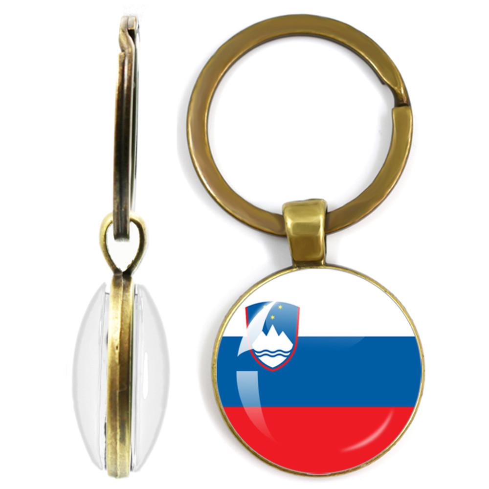 Двусторонний брелок с национальным флагом Корея, Сербия, Россия, Словения, Аргентина, США, Турция, Испания, Доминика Брелок KTJ