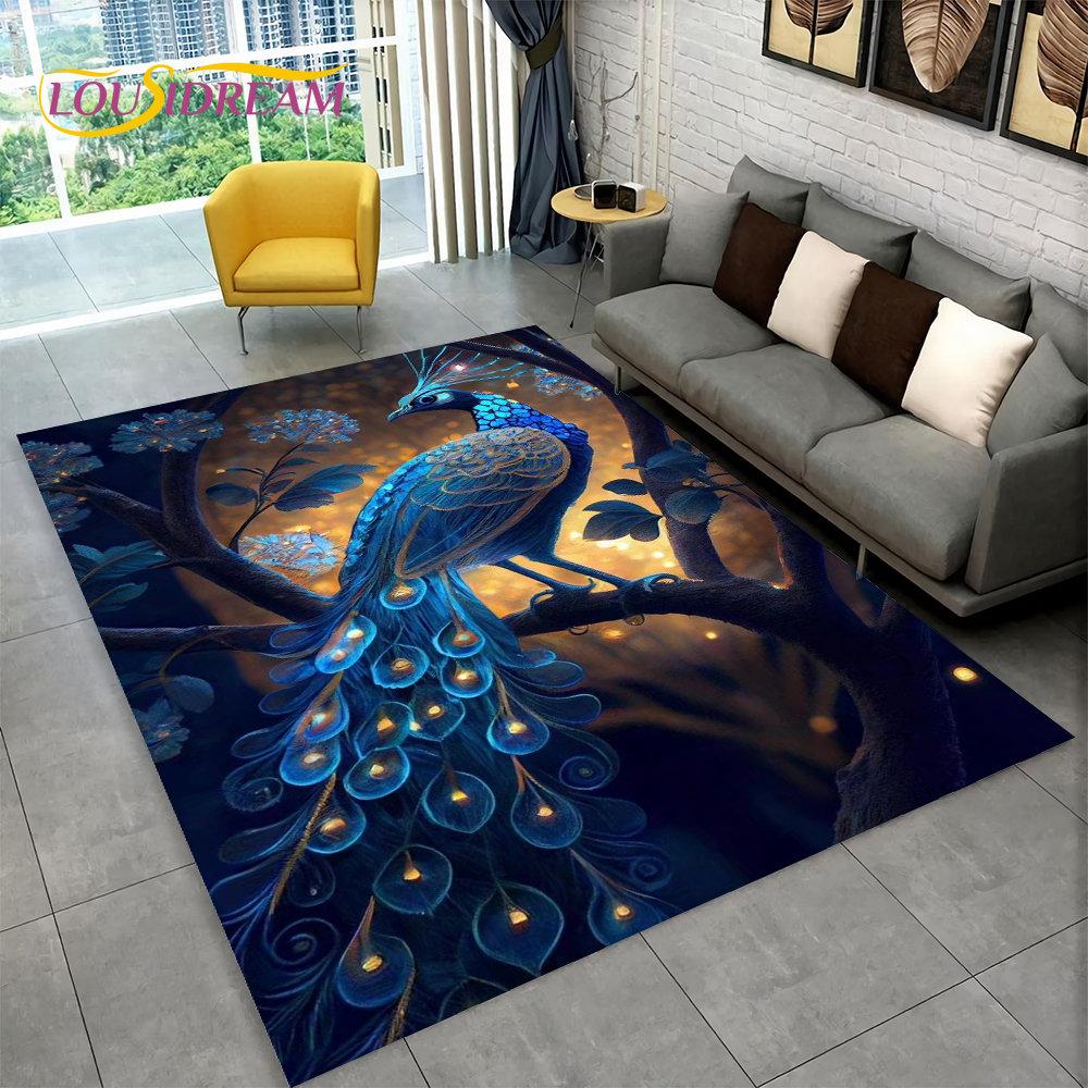 3D изысканный коврик с изображением павлина, коврик для дома, гостиной, спальни, дивана, коврик для кухни, украшение для кухни, нескользящие коврики