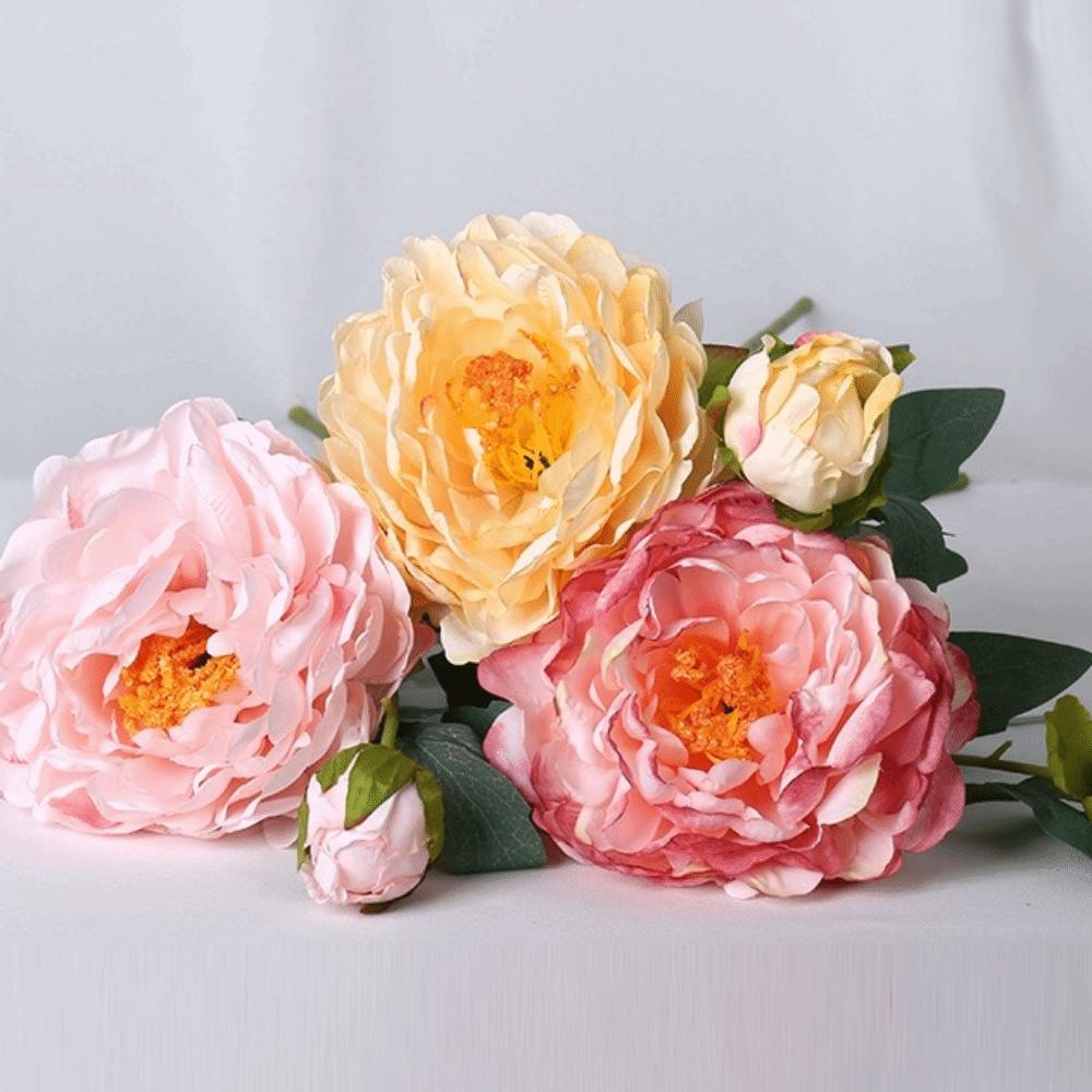 Silk Cloth Simulation Peony Flower Real Touch Fake Flowers Bouquet Home Decoration