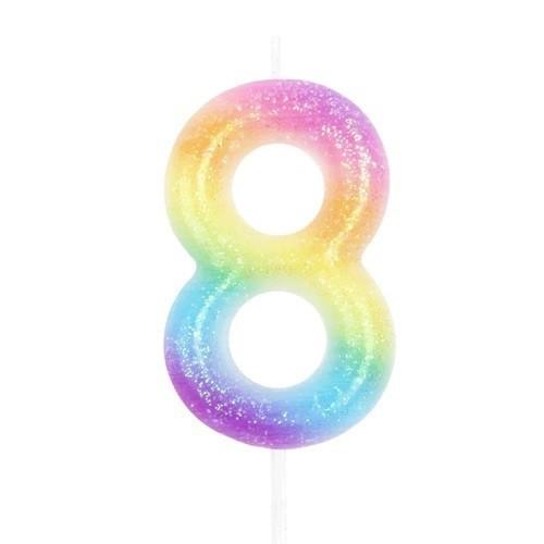 Colorful Number 8 Birthday Candle Diagram
