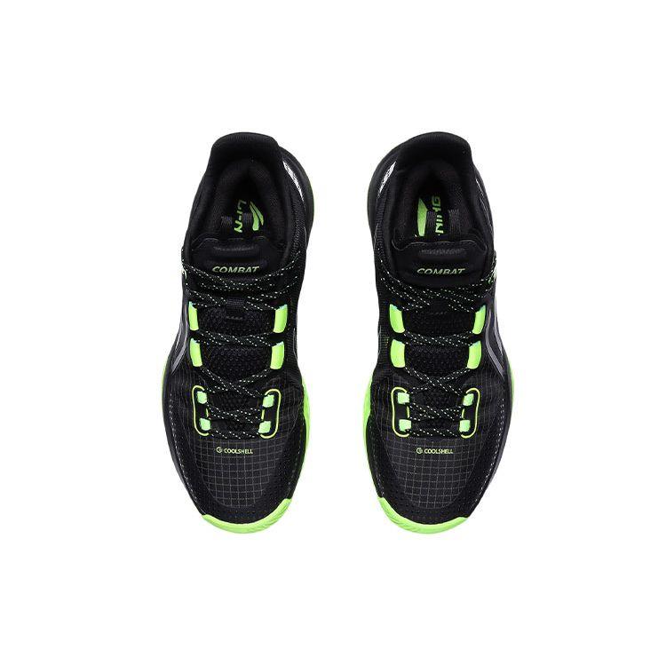 Баскетбольные кроссовки Li Ning Combat Low, прочные, нескользящие, низкие, мужские, черные, зеленые ABPR027-1