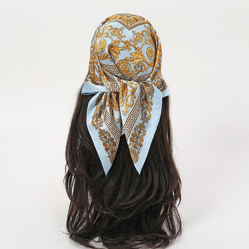 Head Scarf Women Luxury Brand Square Silk Foulard Satin Bandana Summer Soft Neckerchief Hijab Hair Scarves For Ladies