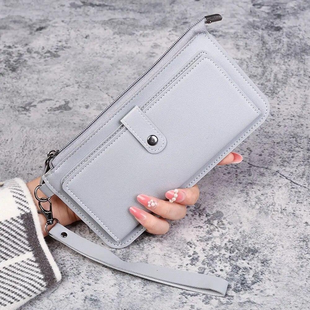 Women's Wallet Multi-functional Fashion PU Leather Long Zipper Wallets Multi-card Position Clutch Buckle Tassel Student Wallet