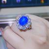 BELLA BOX Высококачественное открытое кольцо в форме голубиного яйца 10*12 с синим кончиком и кристаллами, полное бриллиантовое открытое кольцо, женское модное кольцо с темпераментом