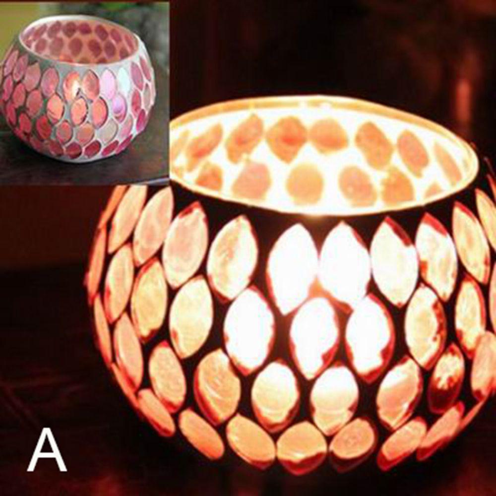 Mosaic Glass Tabletop Tea Light Centerpiece Candlestick Home Decor Candle Holder Candle Jar