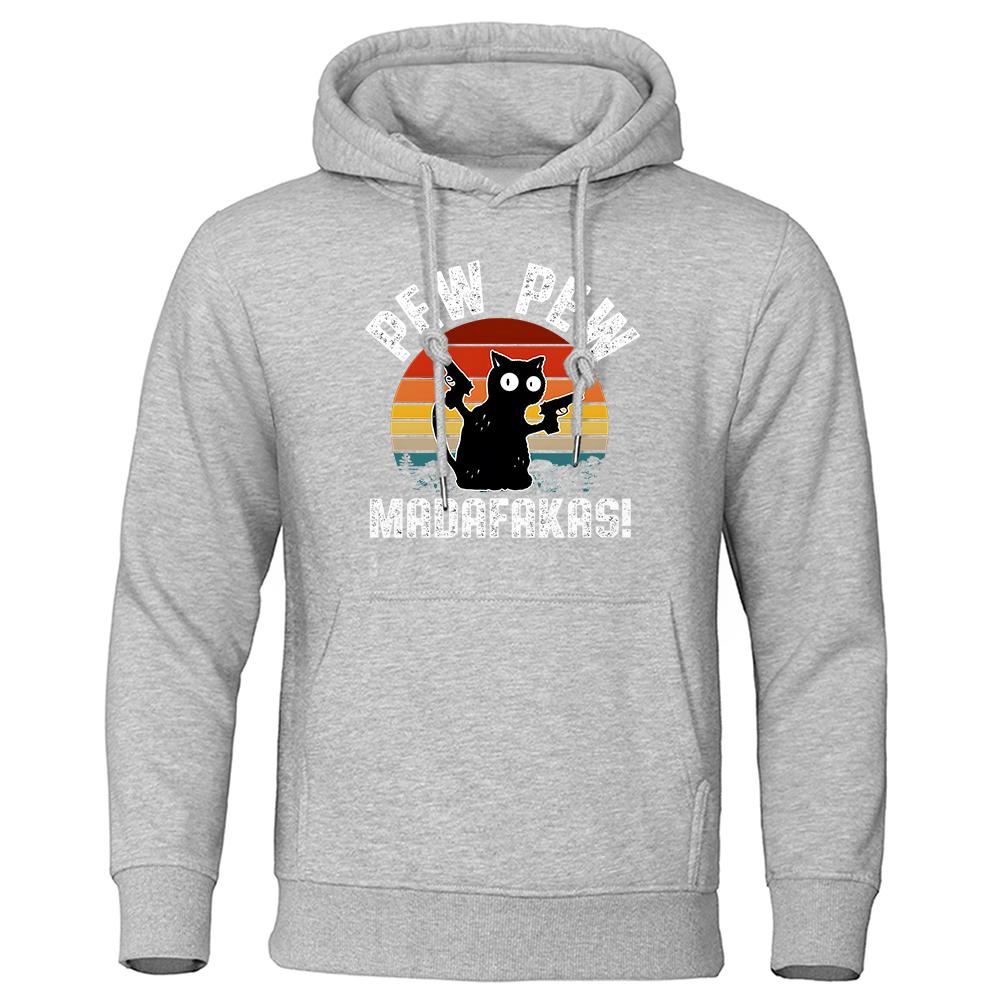 Pew Pew Madafakas Baby Black Cat с двумя пистолетами с капюшоном для мужчин, модные высококачественные толстовки с капюшоном, свободный спортивный костюм