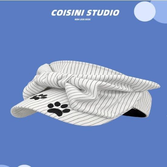 Cute cat paw striped bow empty top hat children summer cap show face small versatile sun hat tide