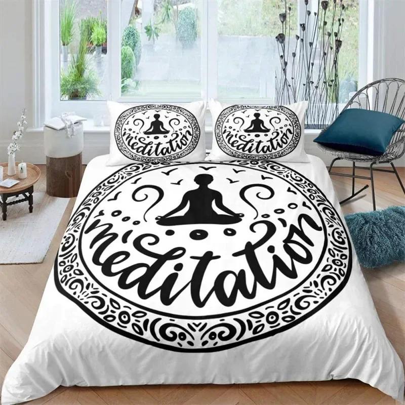 Пододеяльник Bohemian Chakra Meditation Relax Theme Yoga Комплект постельного белья Exotic Mandala Lotus Покрывало для одеяла Full King Спальня Декор