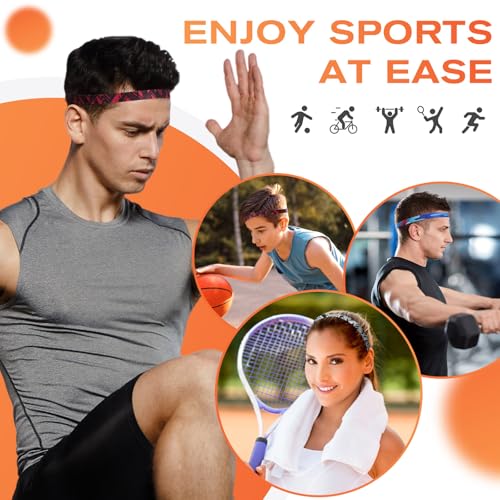 Sports Headband: 5-Pack Elastic Non-Slip Hairband - Blocks Sweat From Eyes - Fitness Headband for Women Men Kids Workout
